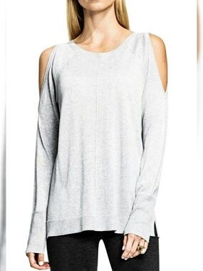 Cold-Shoulder Long Sleeve Top - Gray
